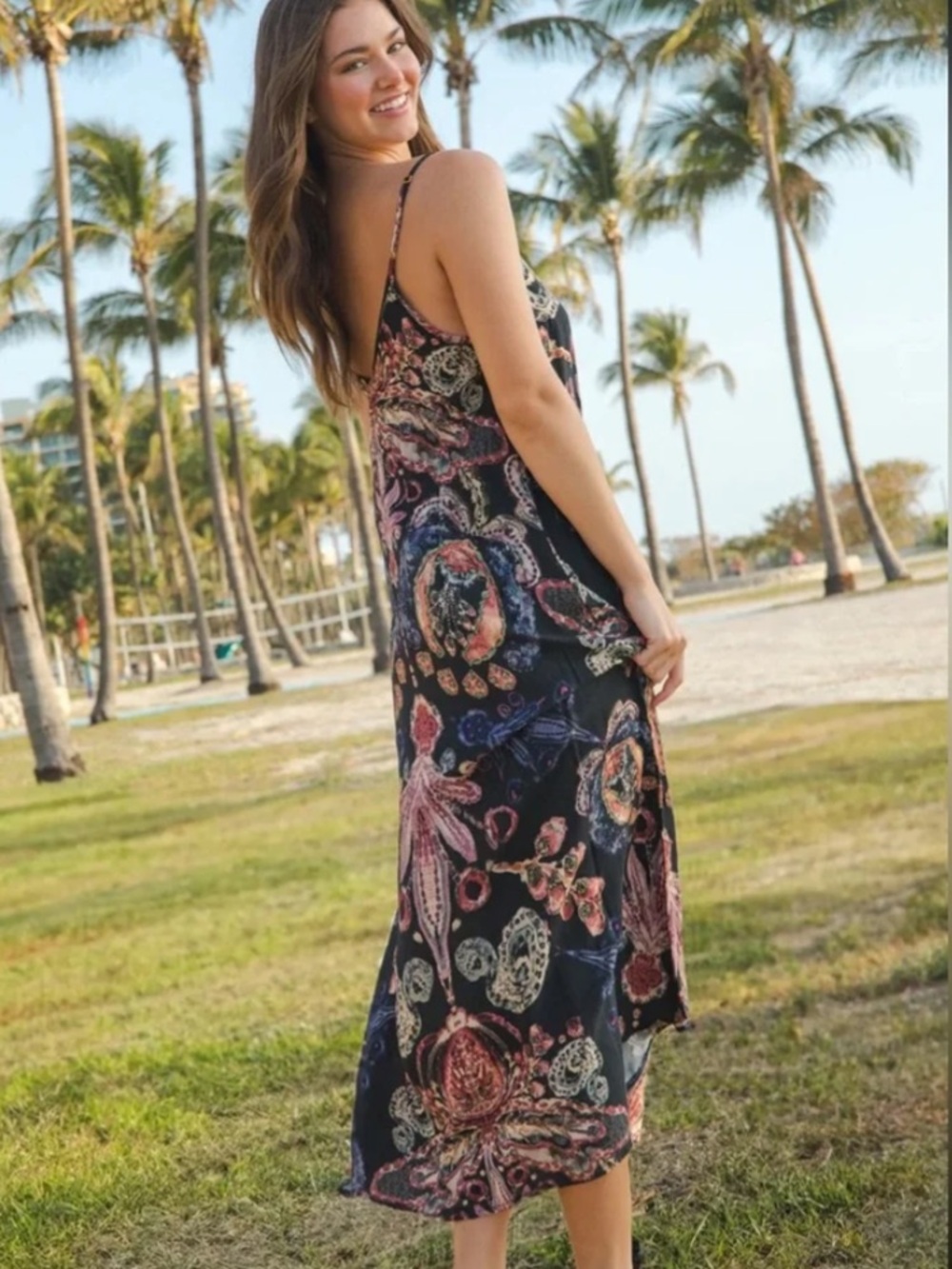 Natural Life Gracie Slip Maxi Dress- Black Motif - Picture 2 of 6
